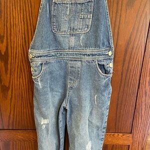 Jordache Girls 10/12 (L) Blue Denim Distressed Overalls Bibs Country Western